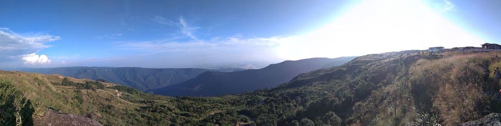 Panoramic view of mountains against sky