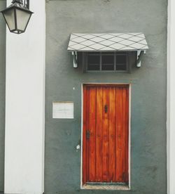 Closed door of building