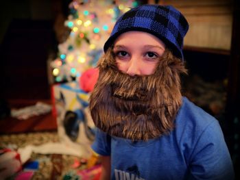 Boy wearing fake beard