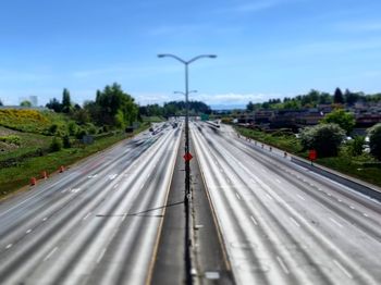 Time lapse of highway against sky