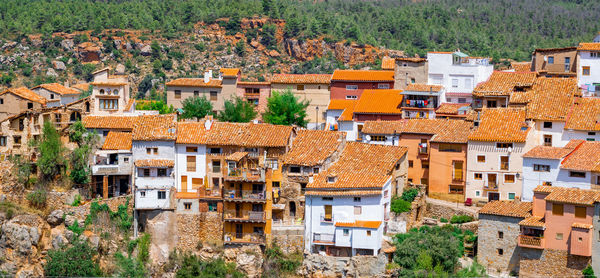 High angle view of buildings in city