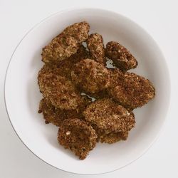 High angle view of bread in plate on table