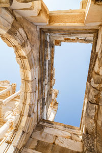 Low angle view of old ruin building