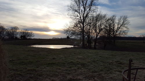 Scenic view of landscape at sunset