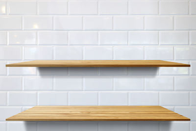 Directly above shot of empty table against wall at home