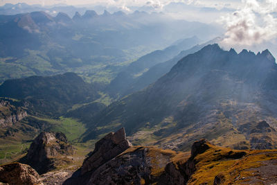 Scenic view of mountains against sky