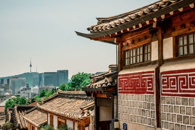 Local traditional house in korea from  classic vintage of roof landmark name is bukchon hannok