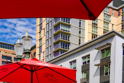 Low angle view of buildings in city