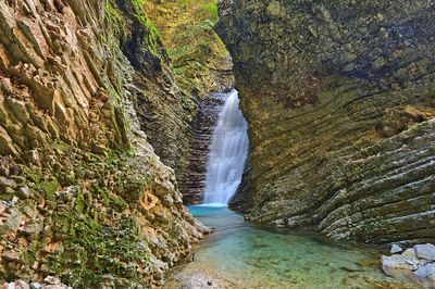 Scenic view of waterfall