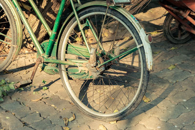 Close-up of bicycle wheel