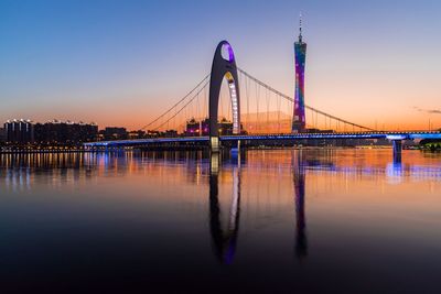 View of suspension bridge at night