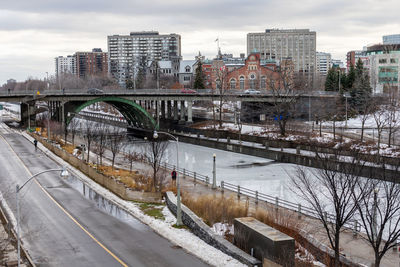 Bridge over river in city