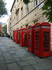 Red street in city