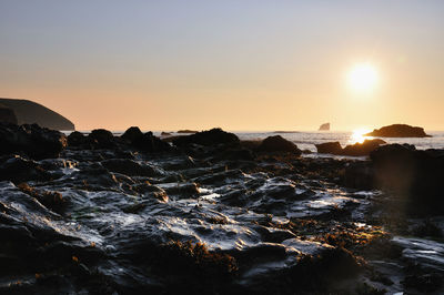 Scenic view of sea against sky during sunset