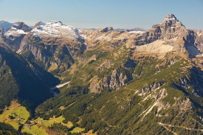 Scenic view of mountains against clear sky