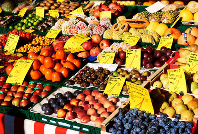 Various fruits for sale at market stall