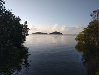 Scenic view of lake against sky