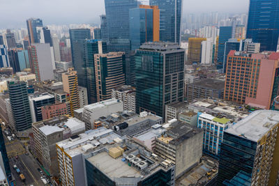 High angle view of buildings in city