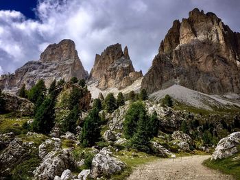 Panoramic view of rocky mountains against sky