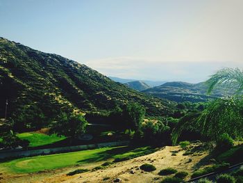 Scenic view of mountains against sky