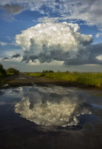 Scenic view of lake against sky