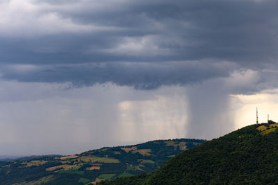 A storm on modena plain seen from little city of serramazzoni on the hills