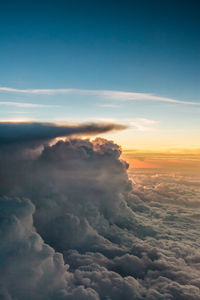 Aerial view of cloudscape against sky during sunset