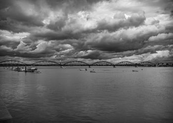 Bridge over river against sky