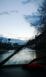 Road seen through car windshield