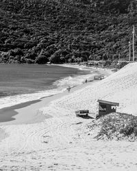 Scenic view of snow covered beach