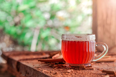 Close-up of tea cup on table
