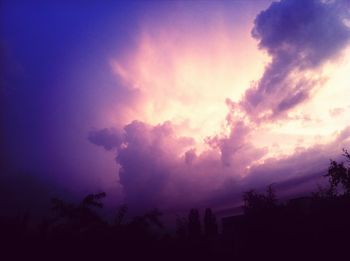 Scenic view of cloudy sky at sunset