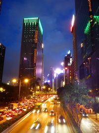 Traffic on road at night