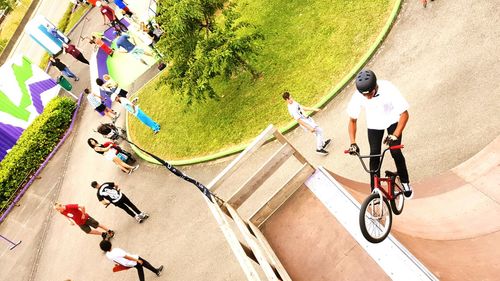 View of people standing in park