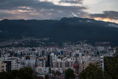 High angle view of townscape against sky