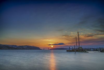 Scenic view of sunset over sea