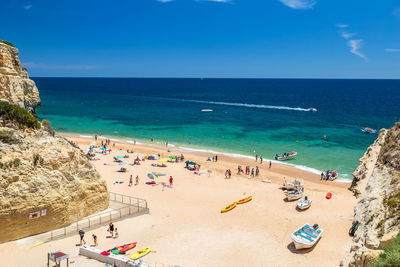 High angle view of people at beach