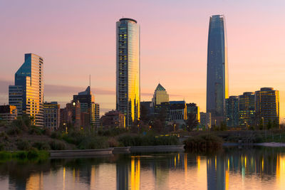 Skyline of buildings at las condes district, santiago de chile