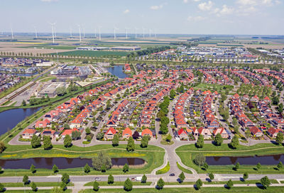 Aerial from the city dronten in flevoland the netherlands