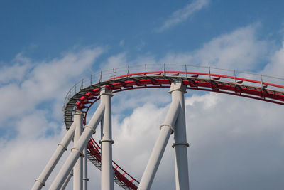 Low angle view of rollercoaster against sky