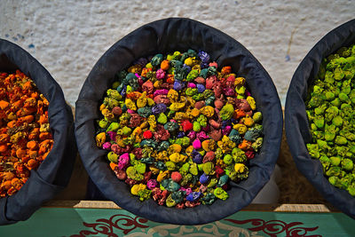 High angle view of food on table