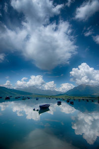 Scenic view of lake against sky santa croce lake