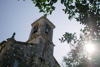 Low angle view of tower against clear sky