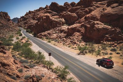 Road amidst rocky mountains