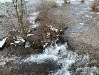 Scenic view of waterfall during winter