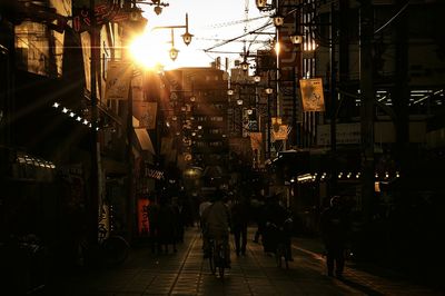 People walking on city street