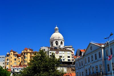 Low angle view of church of santa engracia amidst buildings against clear sky