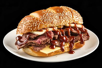 Close-up of burger in plate