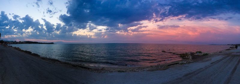 Scenic view of sea at sunset