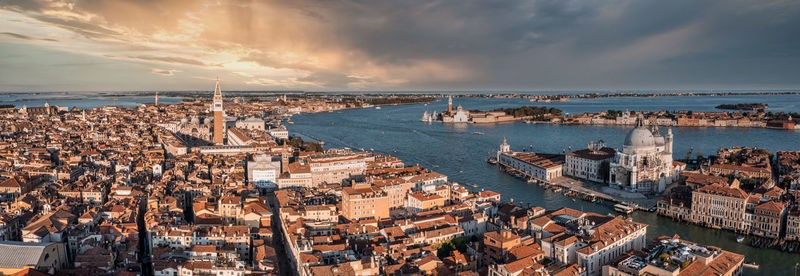 Aerial view of santa maria della salute church in venice